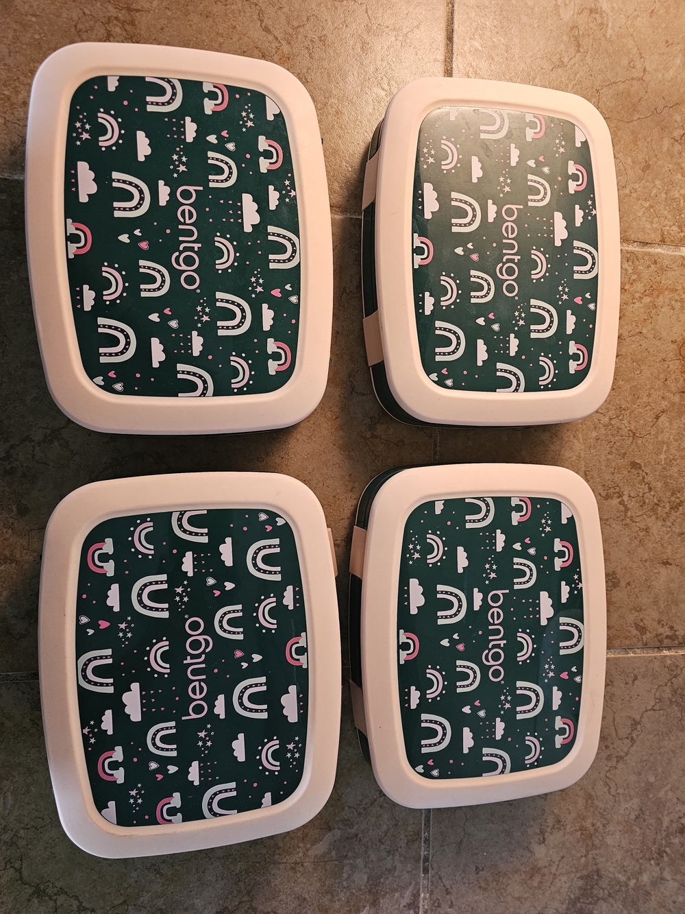 Bentgo Kids Rainbow Print Lunch Boxes - Teal & Pink (Like New! Adorable!)